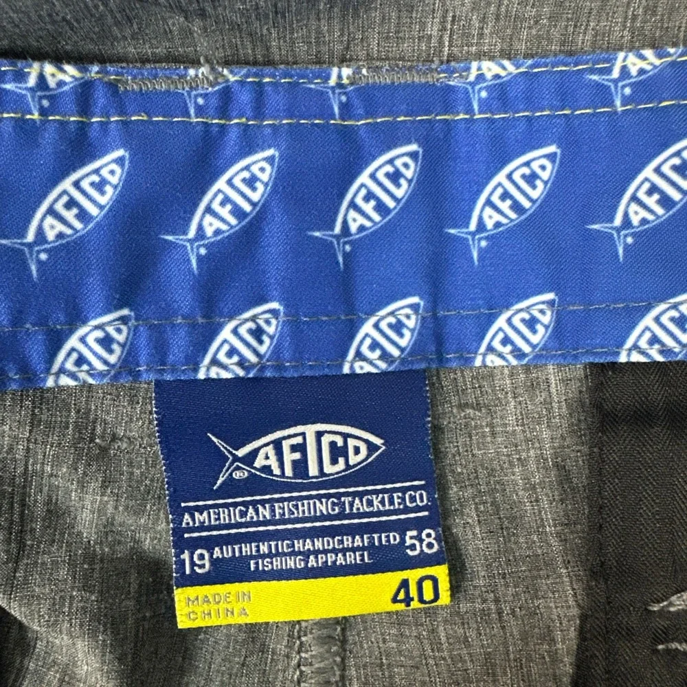 AFTCO Shorts Mens 40 Gray AFTECH Fishing Performance Casual Heathered Utility